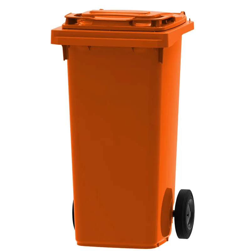Oranje mini-container met inhoud van 120 liter
