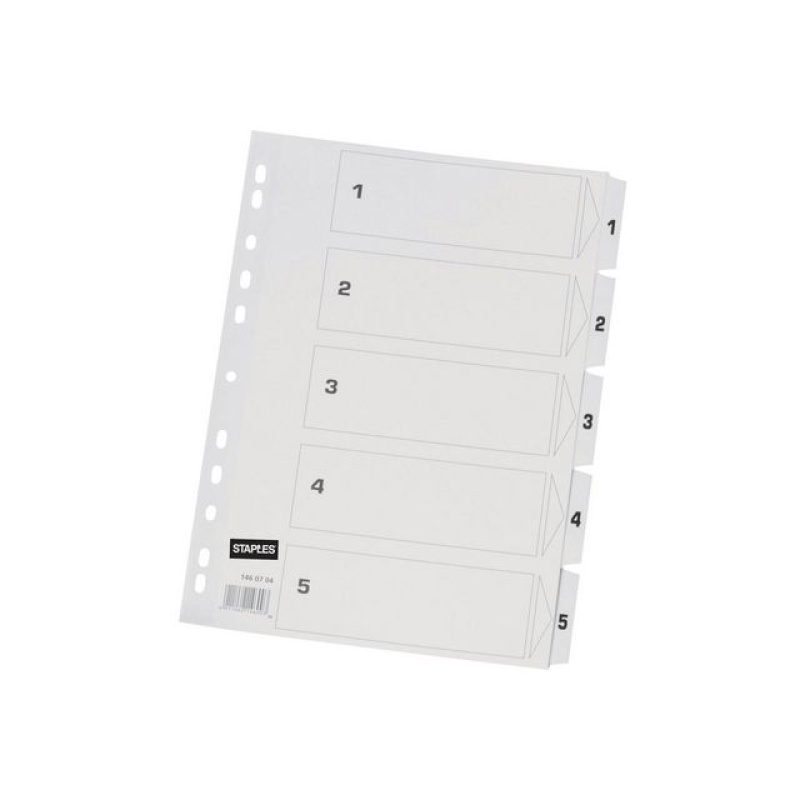 Tabblad SPLS A4 11R karton 1-5 wit/set 5