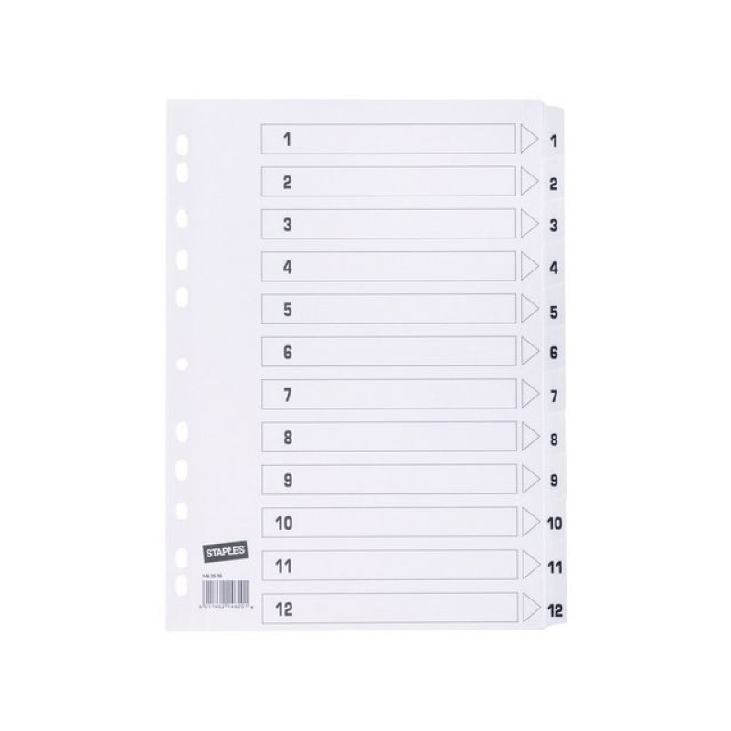 Tabblad SPLS A4 11R karton 1-12 wit/se12