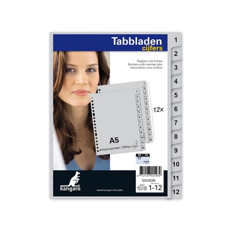 Tabblad KTC A5 17R PP 1-12 grijs/set12