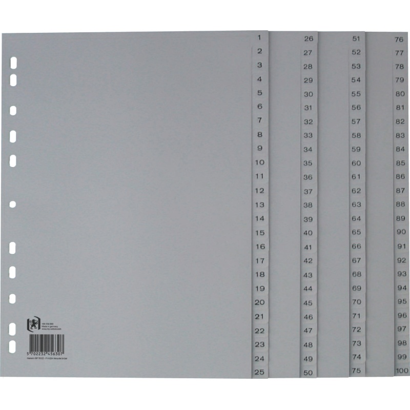 Tabblad Oxford A4 11R PP 1-100 gs/se100