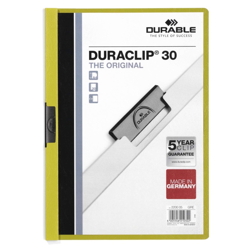 Klemmap Duraclip A4 3mm l.groen/ds 25