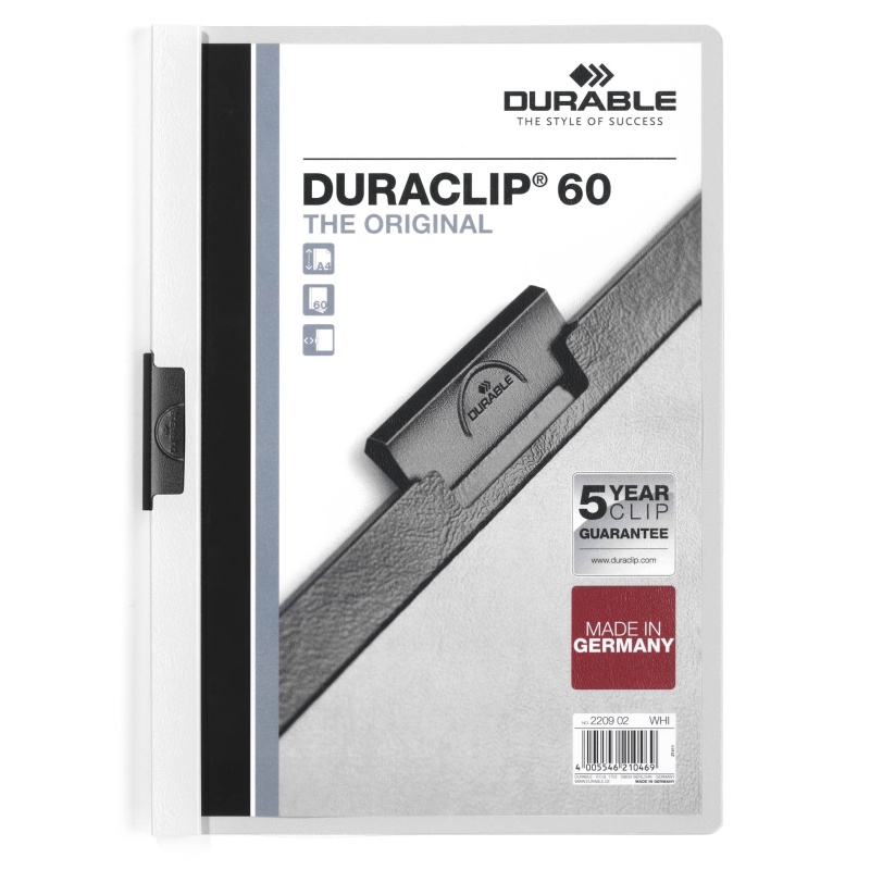 Klemmap Duraclip A4 6mm wit/doos 25