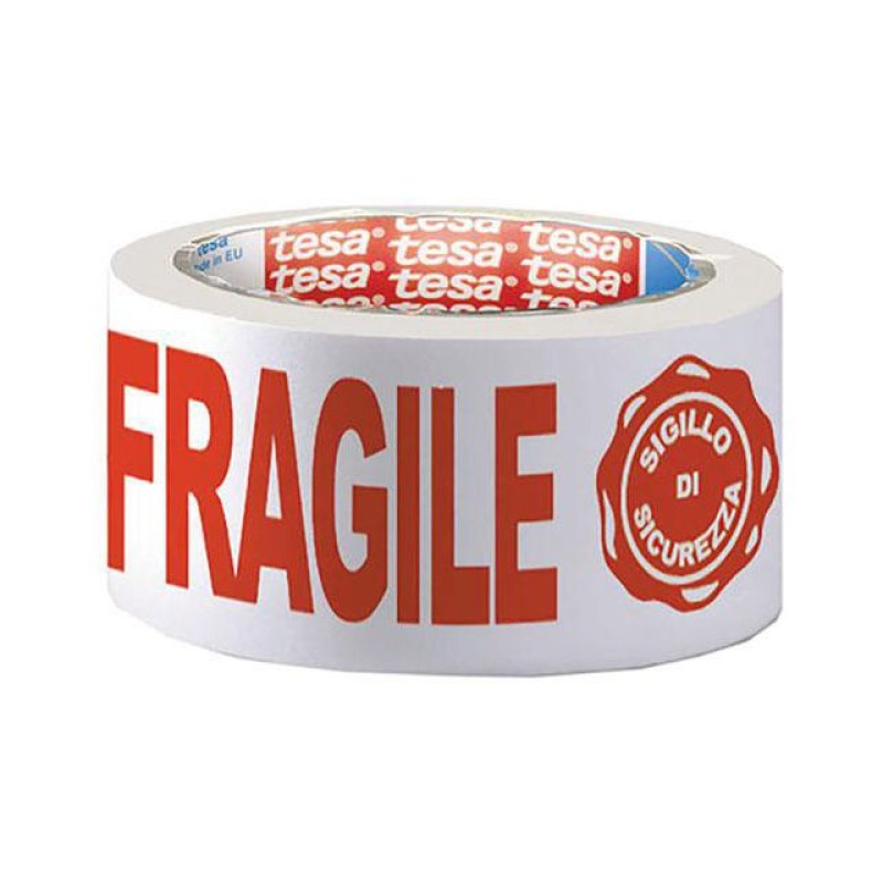 Verpakkingstape Tesa FRAGILE 50mmx66m