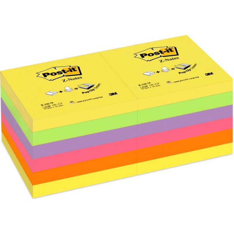 Notitieblok Z-Note 76x76 rainbow/pak 12