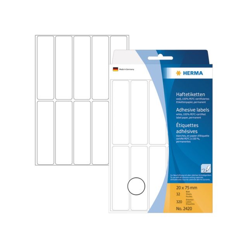 Etiket Herma 20x75 wit/doos 320