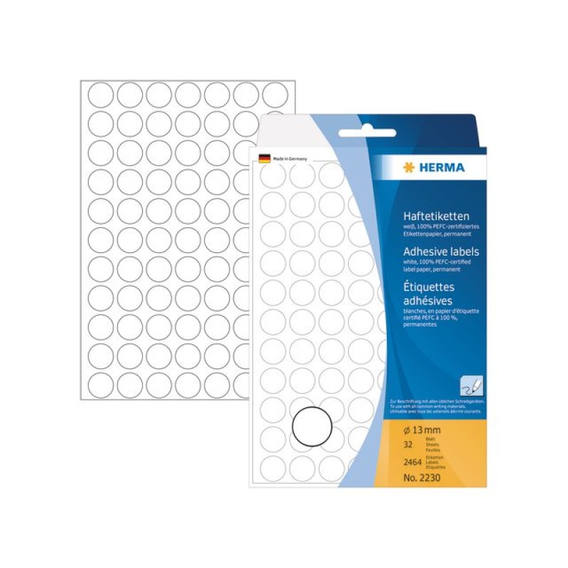 Etiket Herma rond 13mm wit/ds 2464