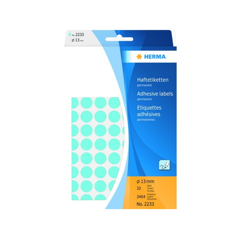 Etiket Herma rond 13mm blauw/ds 2464