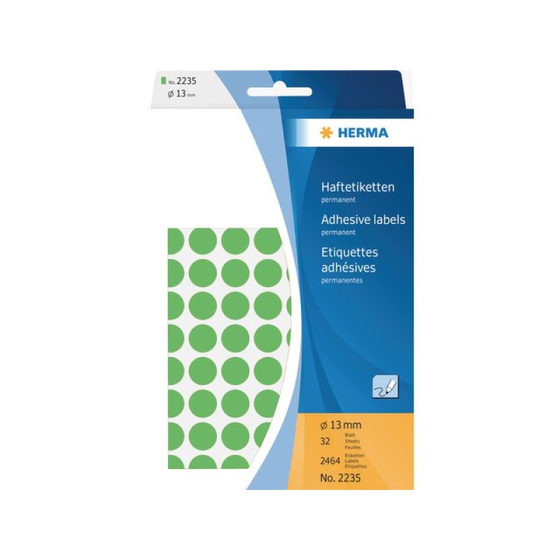Etiket Herma rond 13mm groen/ds 2464