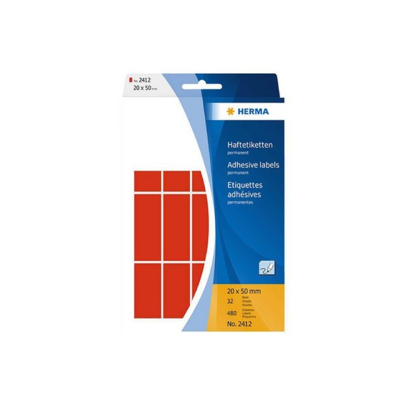 Etiket 20x 50mm rood/doos 480