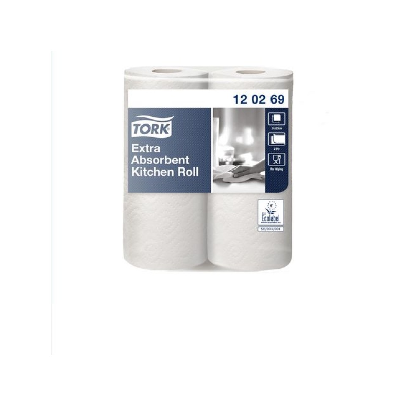 Keukenrol Tork 2L 23x23cm wit/pk2x64v
