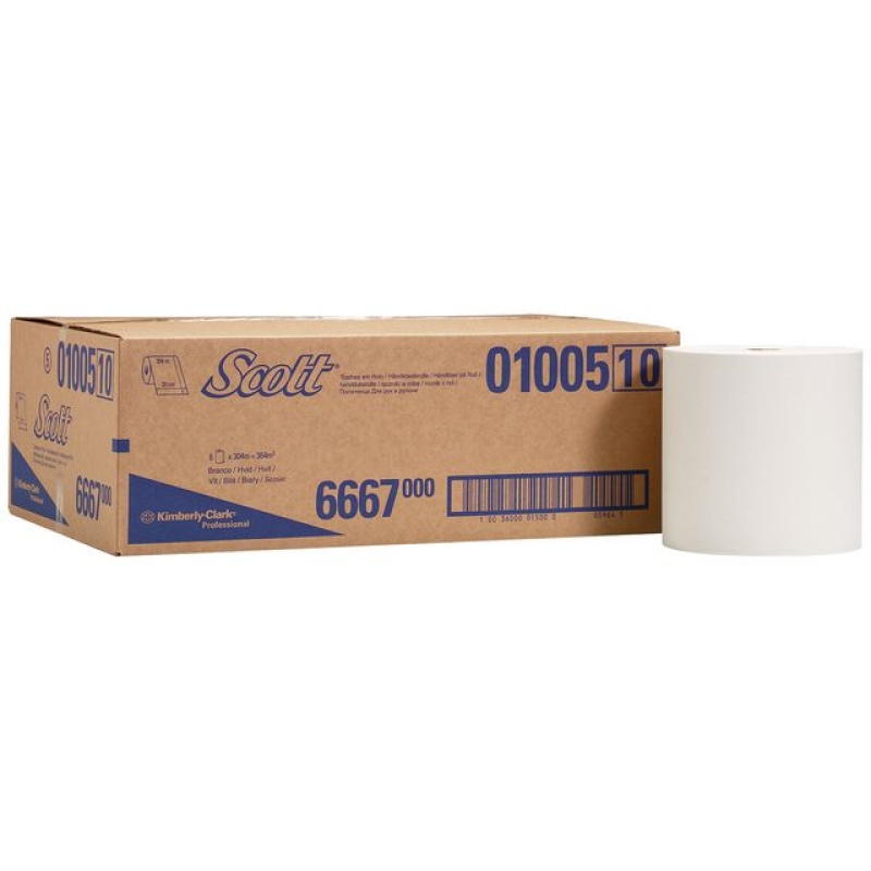 Handdoekrol Scott 1L wit/ds 6rolx304m