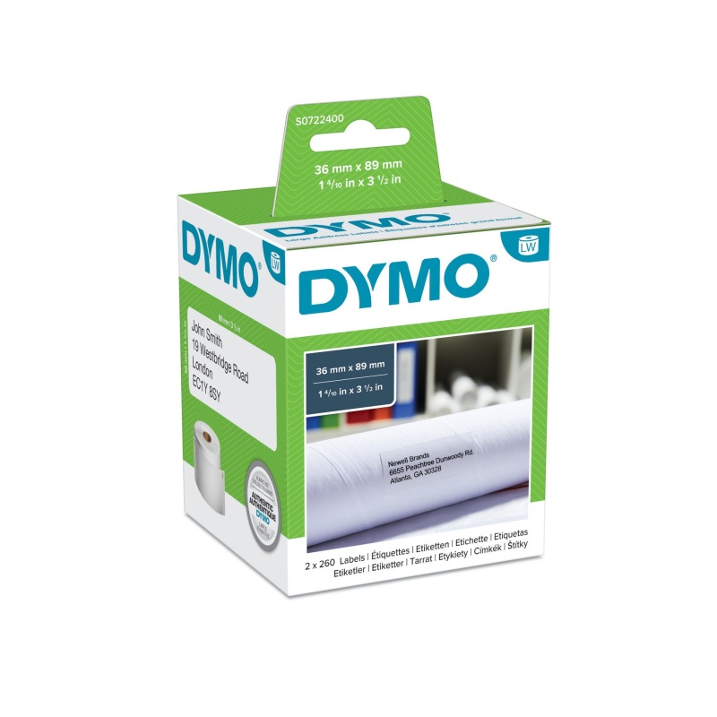 Etiket Dymo LW 36x89 euro wit/doos 2x260
