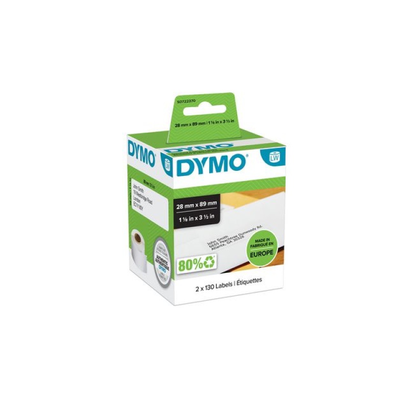 Etiket Dymo LW 89x28 adres wit/doos2x130