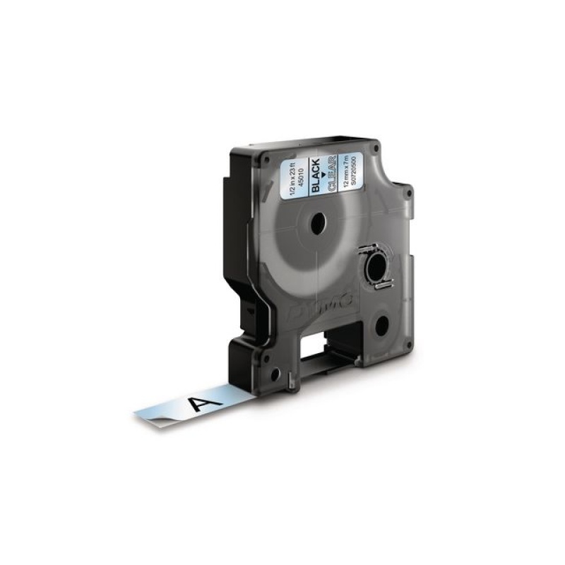 Tape Dymo 45010 12mm zwart/transparant