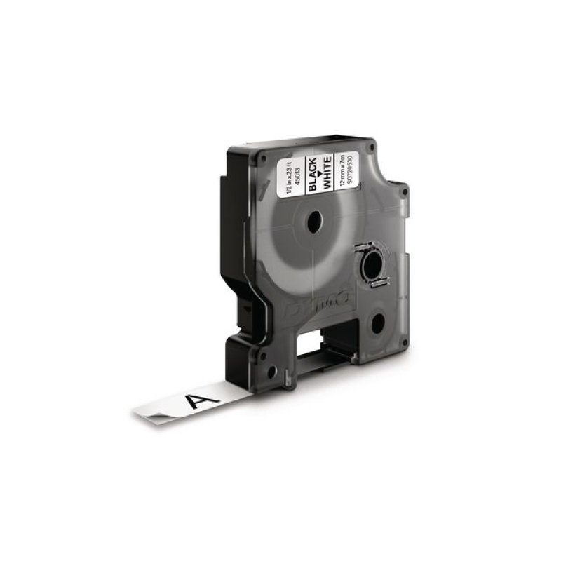 Tape Dymo D1 45013 12mm poly. zwart/wit