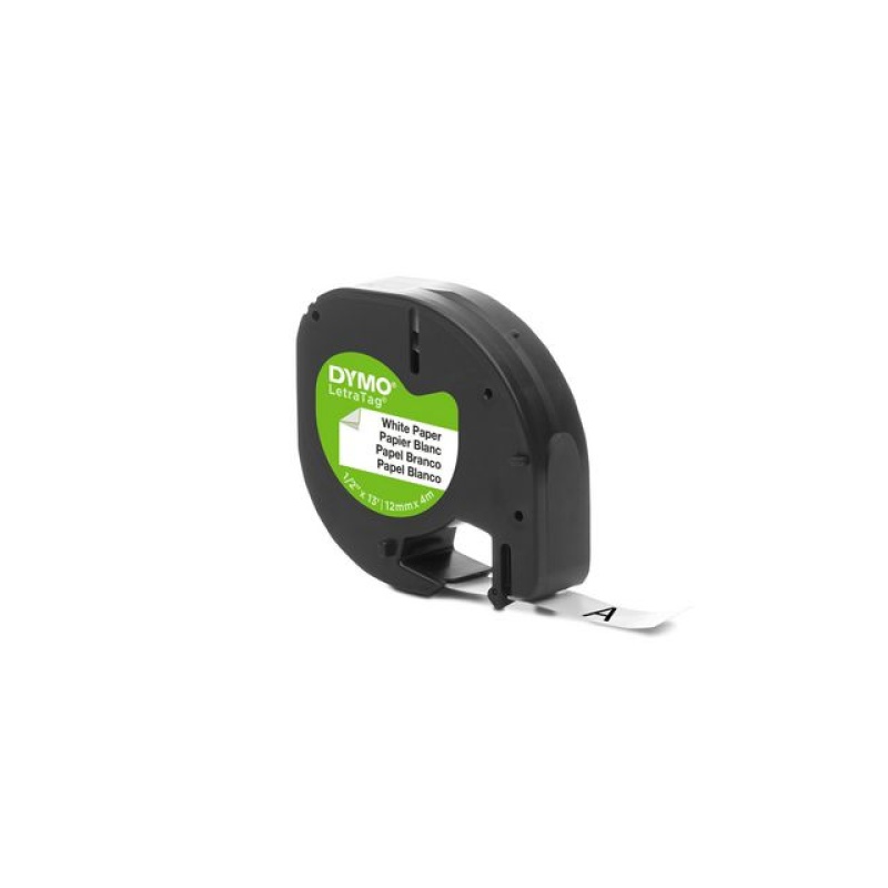 Tape Dymo LetraTag 91200 12mm zwart/wit