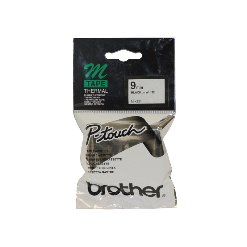 Tape P-Touch M-K221 9mm zwart op wit