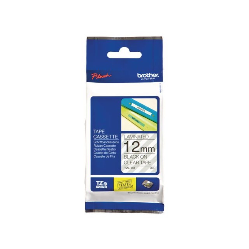 Tape P-Touch TZe-131 12mm zwart op trans