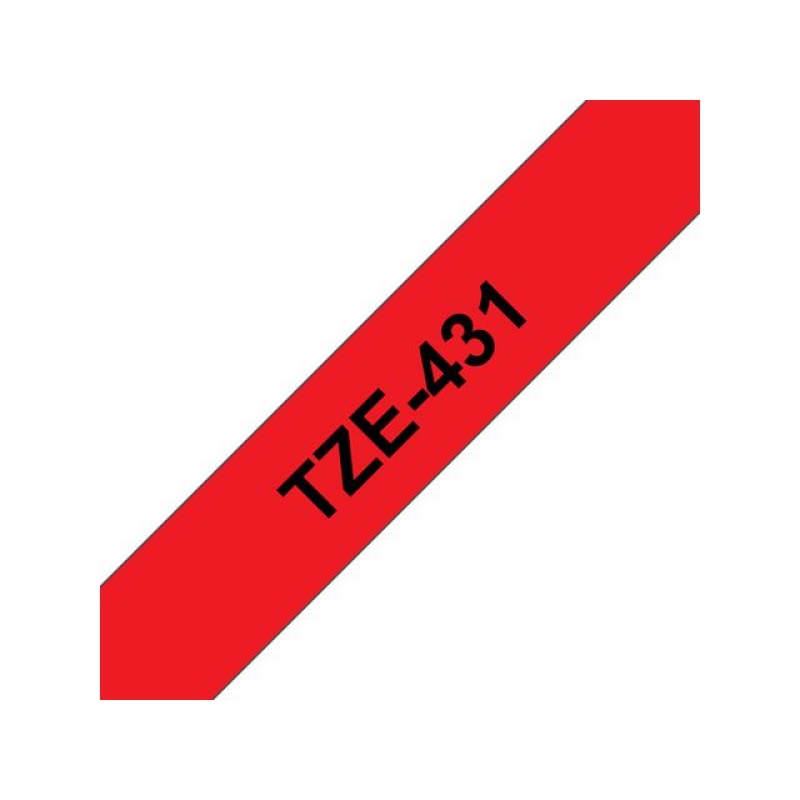 Tape P-Touch TZ-431 12mm zwart op rood