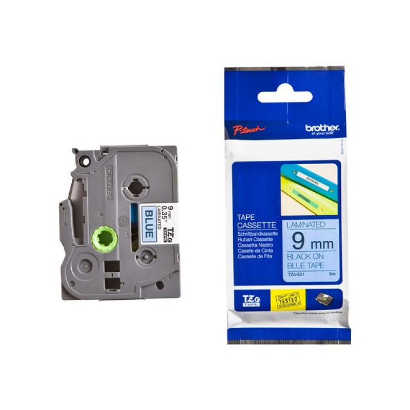 Tape P-Touch TZ-521 9mm zwart op blauw