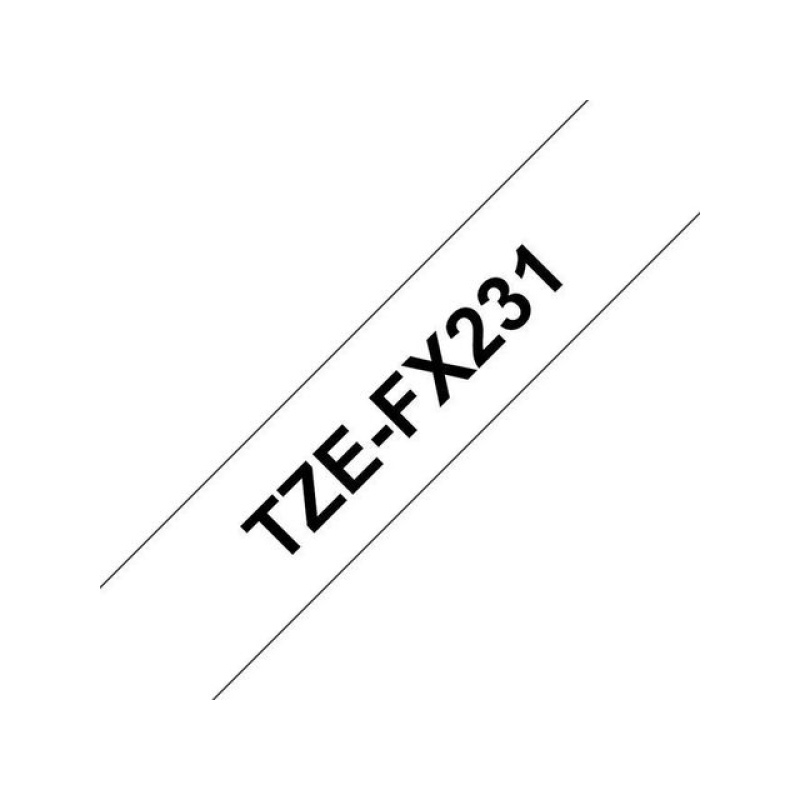 Tape P-Touch TZ-FX231 12mm zwart op wit