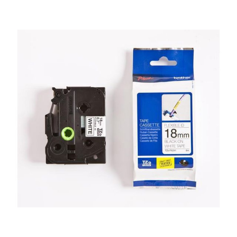 Tape P-Touch TZ-FX241 18mm zwart op wit