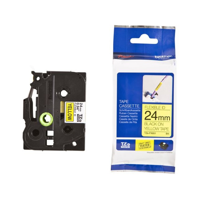 Tape P-Touch TZ-FX651 24mm zwart op geel