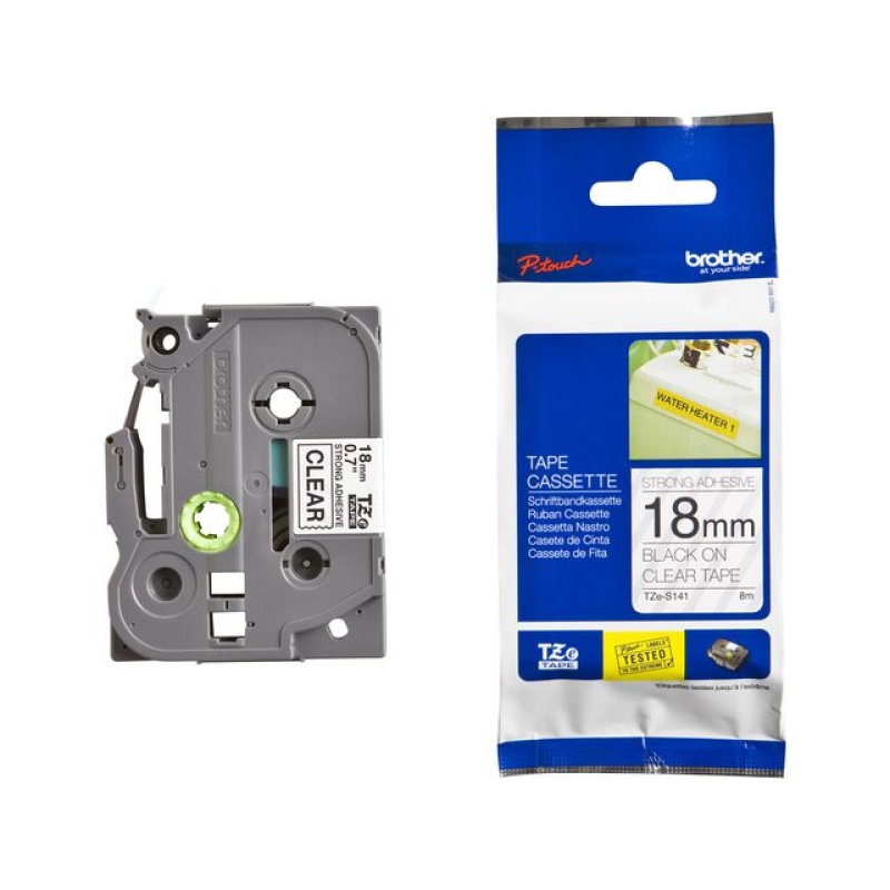 Tape P-Touch TZ-S141 18mm zwart op trans
