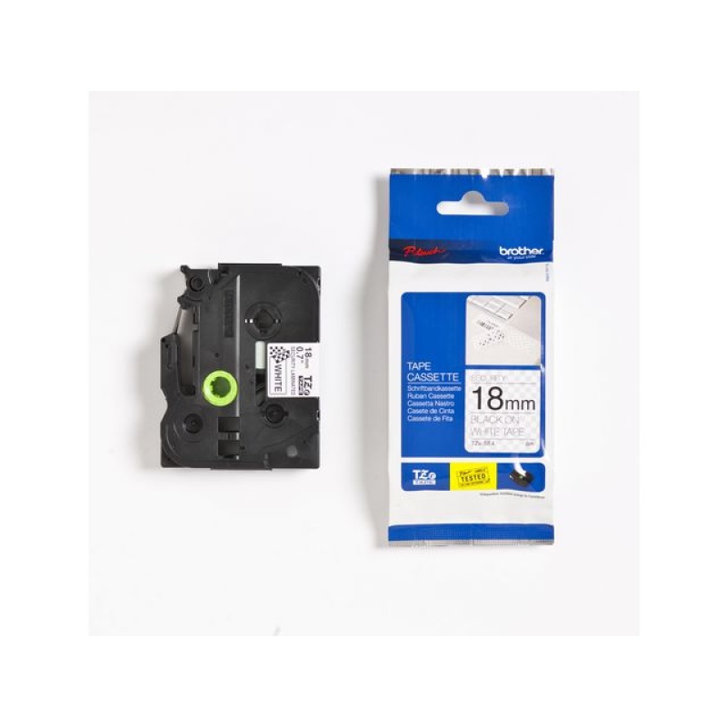 Tape P-Touch TZ-SE4 18mm zw op sec wit