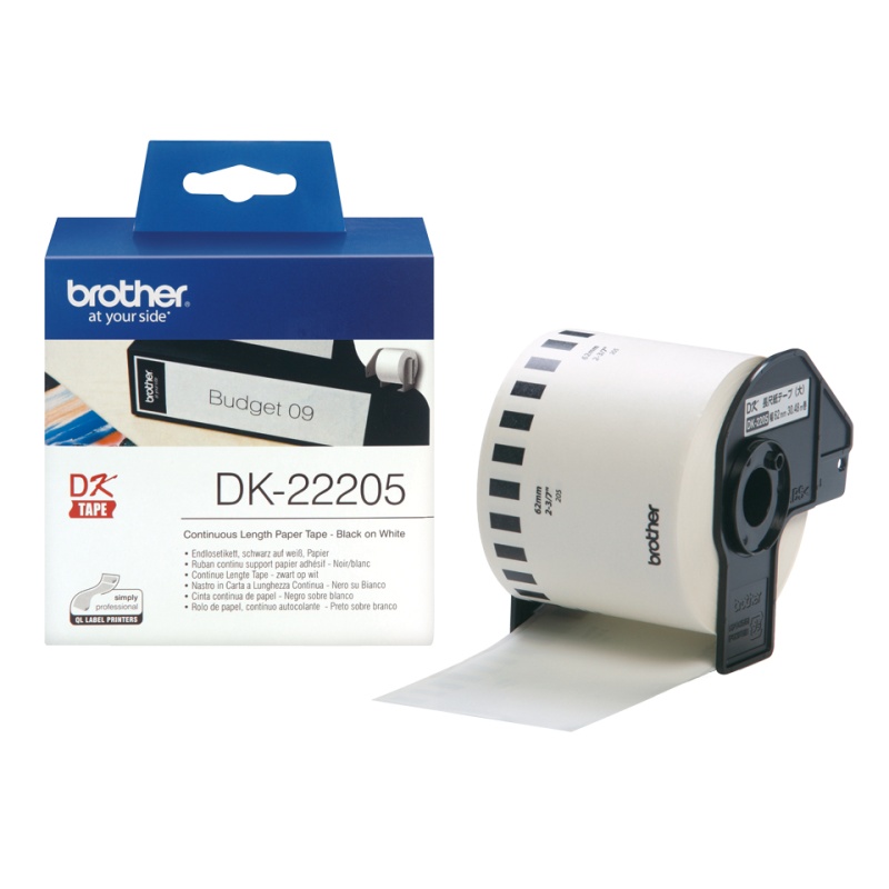 Label P-Touch DK22205 therm.wit 62mm