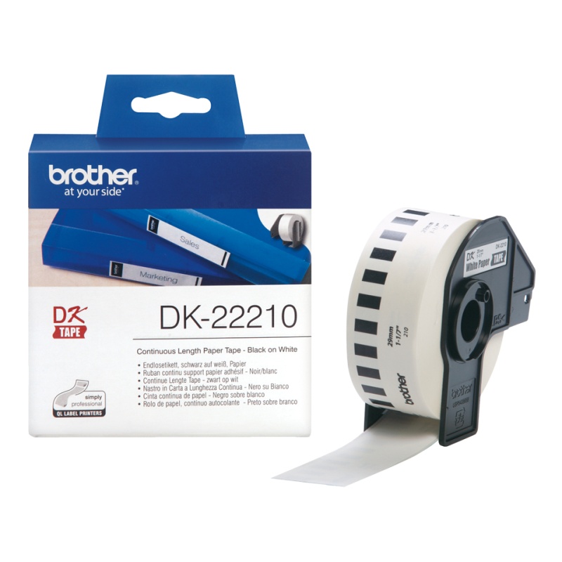 Label P-Touch DK22210 29mm papier wit
