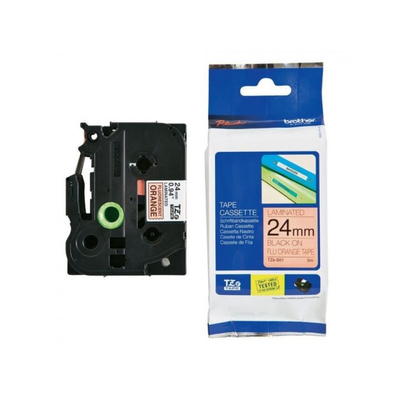 Tape P-Touch TZB51 24MM zwart/oranje