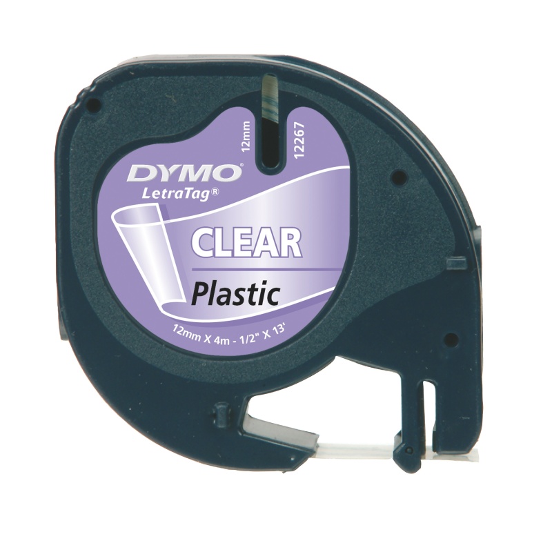 Tape Dymo LetraTag 12 mm zwart/transp.