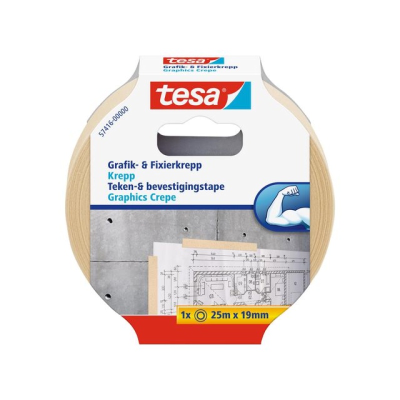 Afplaktape Tesa 19mmx25m (crepe)