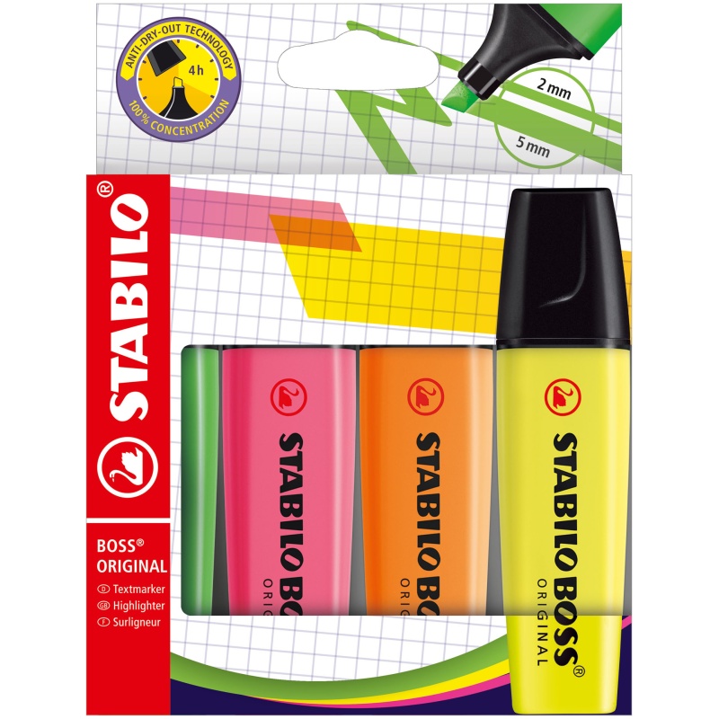 Tekstmarker BOSS original assorti/etui 4