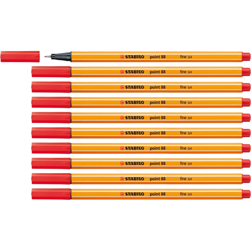 Fineliner Stabilo point 88 0,4 rd/ds 10