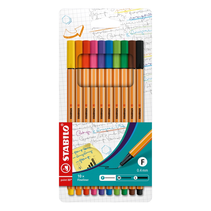 Fineliner Stabilo point 88 0,4 ass/et 10