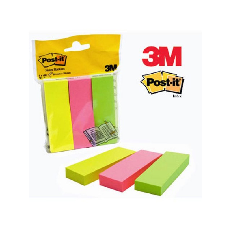 Pagemarker Post-It 25x76mm/pak 3 x 100