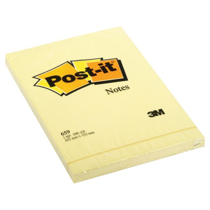 Notitieblok Post-It 102x152mm geel/pk 6