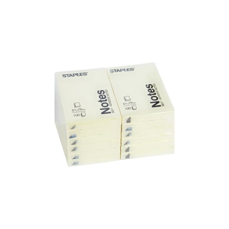 Notitieblok SPLS 51x76mm geel/pak 12