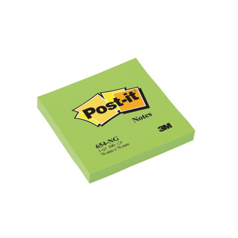 Notitieblok Post-It 76x 76mm neon gr/pk6