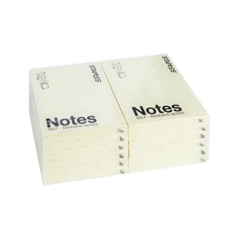 Notitieblok SPLS 76x102mm geel/pak 12
