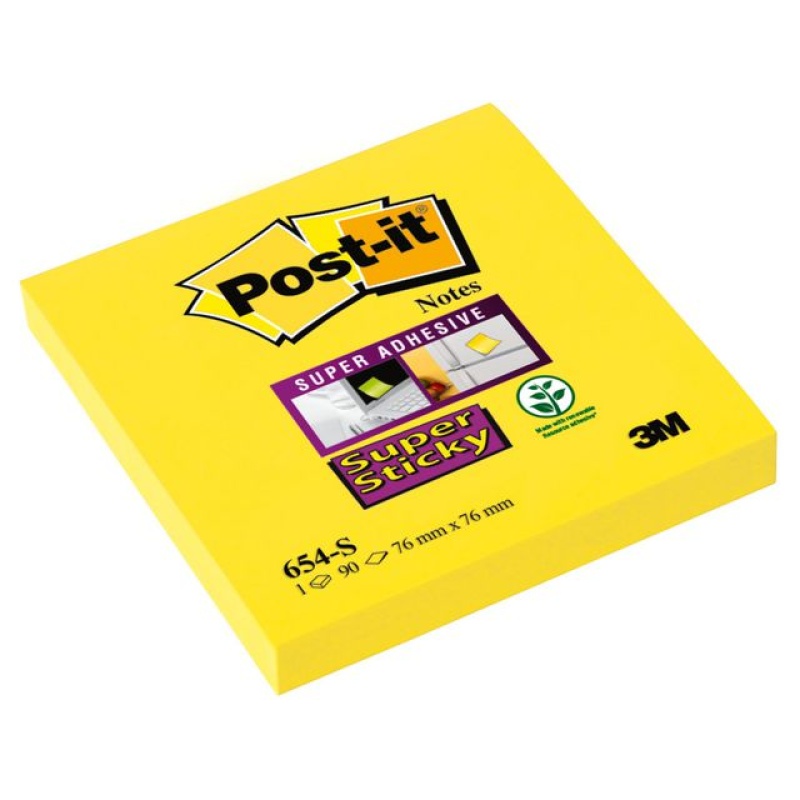 Notitieblok Super Sticky 76x76mm gl/pk12