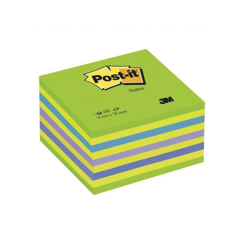 Notitieblok Postit 76x76 neonkleuren/450