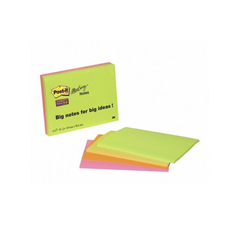 Notitieblok Super Sticky 149x98 ass./pk4