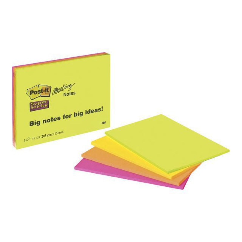 Notitieblok Super Sticky 203x152 ass/pk4