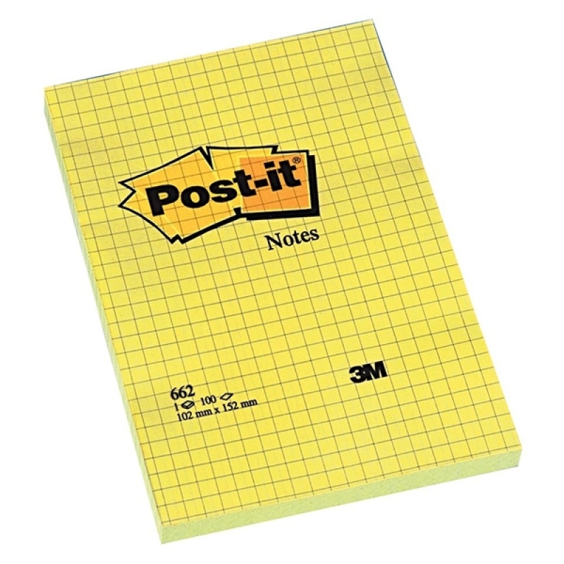 Notitieblok ruit 102x152mm geel/pak 6
