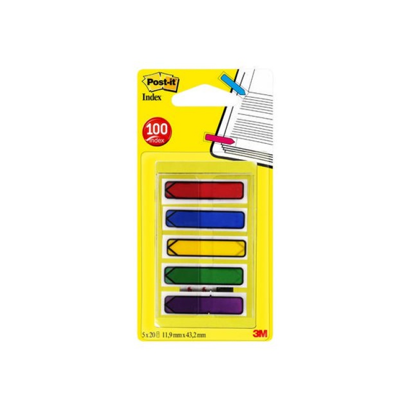 Index Post-It pijlen rd/bl/gl/gr/pr/5x20