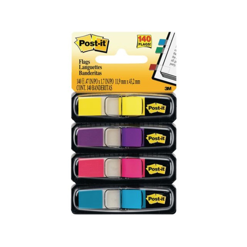 Index Post-It mini geel/paars/cyaan/roze